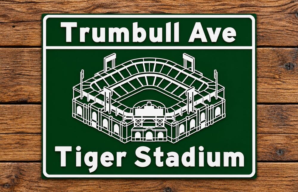 Tiger Stadium Trumbull Ave Road Sign Detroit Michigan Baseball Stadium Tigers